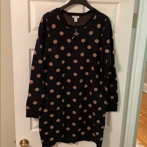NWT black polka dot sweater dress